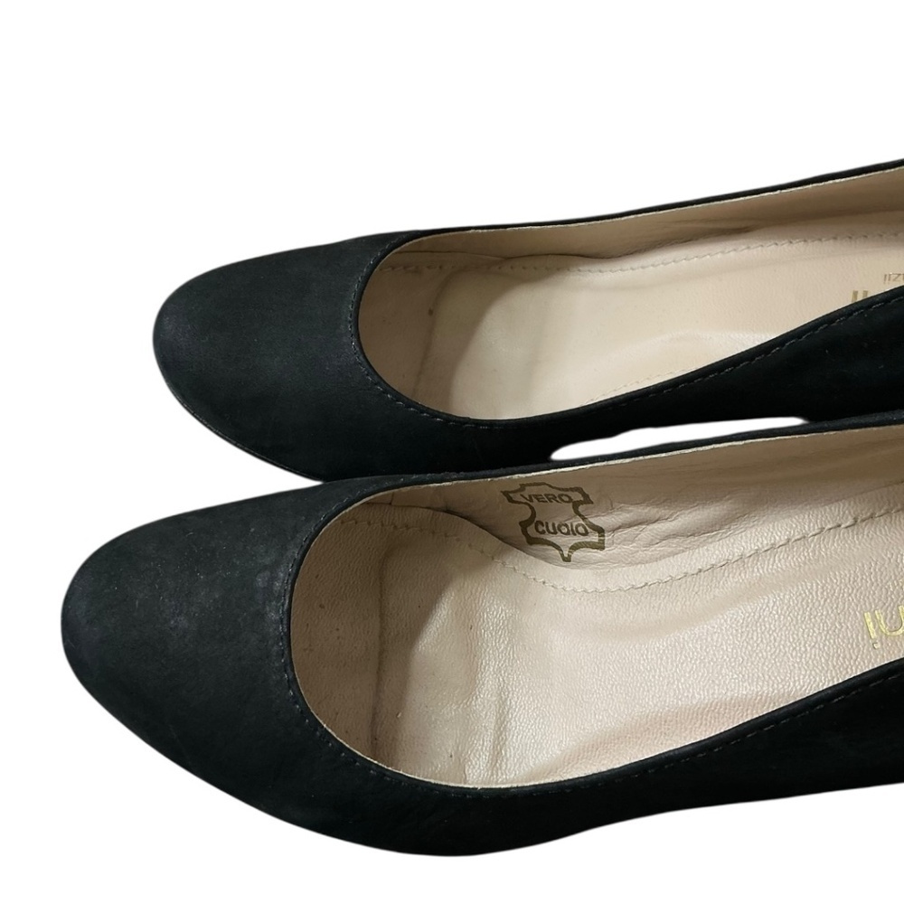 Biondini Black Leopard Calf Bow Block Heels - Picture 12 of 15